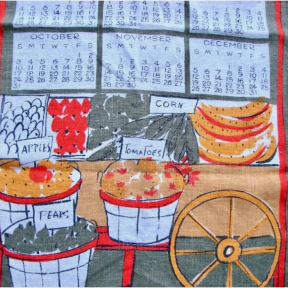 Vintage Vera Neumann 1965 Tea Towel Signed Vera Ladybug Mid Century Modern MCM - Picture 4 of 8